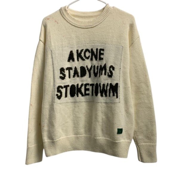 Acne Studios Stoketown Oversized Sweater Women’s S White Knit Pullover Casual - Picture 1 of 9